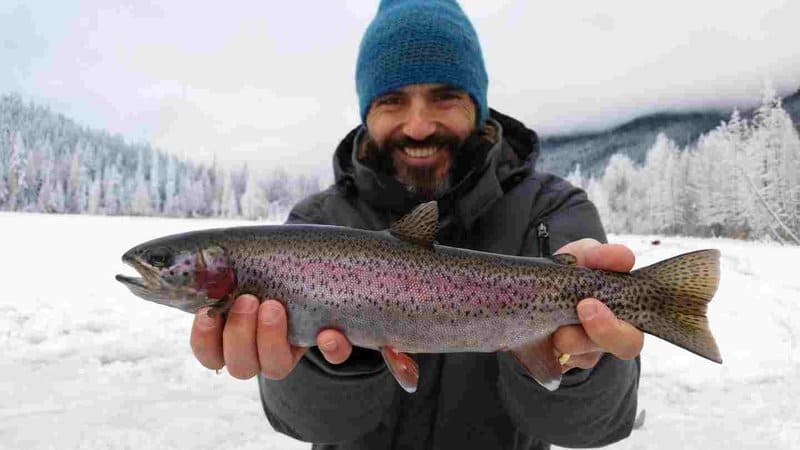 Ice fishing gamble game in Canada
